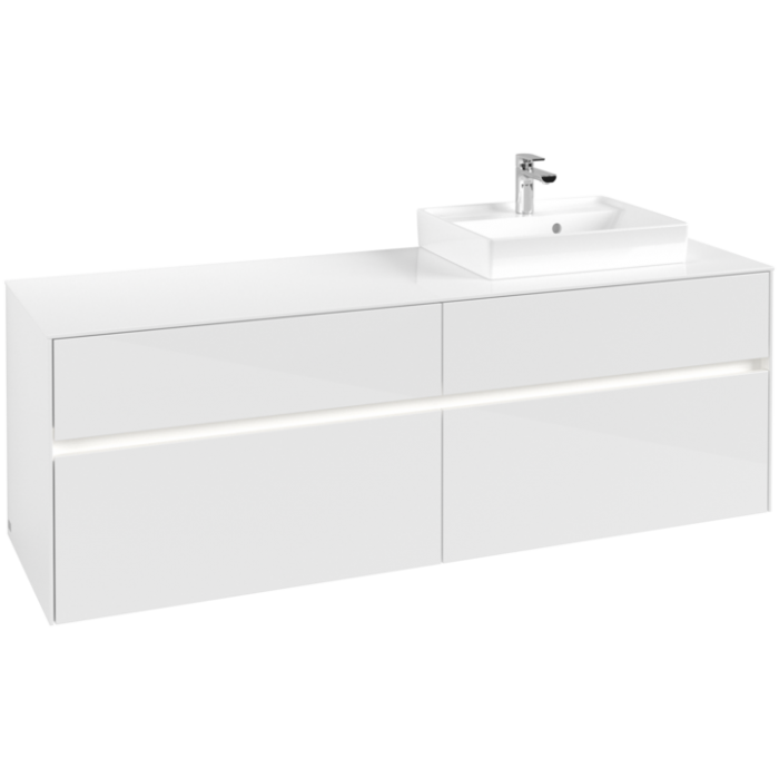 Тумба под раковину Villeroy & Boch Collaro, с подсветкой, 4 выдвижных ящика, 1600 x 548 x 500 мм, Glossy White