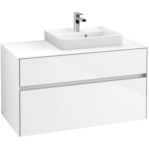 Тумба под раковину Villeroy & Boch Collaro, с подсветкой, 2 выдвижных ящика, 1000 x 548 x 500 мм, Glossy White