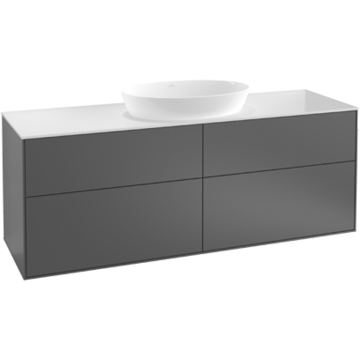 Тумба под раковину Villeroy & Boch Finion, с подсветкой, 4 выдвижных ящика, 1600 x 603 x 501 мм, Silk Grey Matt Lacquer