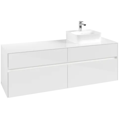 Тумба под раковину Villeroy & Boch Collaro, с подсветкой, 4 выдвижных ящика, 1600 x 548 x 500 мм, Glossy White