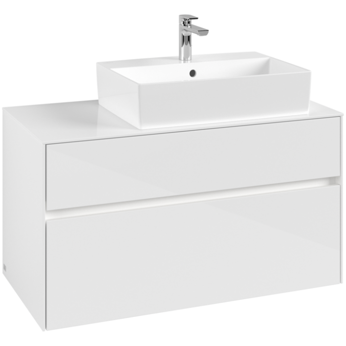 Тумба под раковину Villeroy & Boch Collaro, с подсветкой, 2 выдвижных ящика, 1000 x 548 x 500 мм, Glossy White