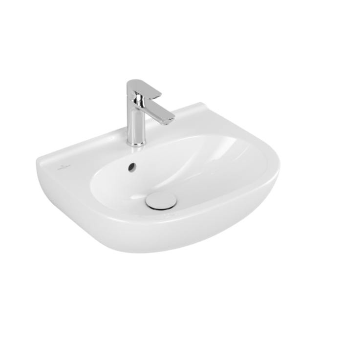 Раковина компактная Villeroy & Boch O.novo, 500 x 400 x 180 мм, с переливом, нешлифованный, альпийский белый