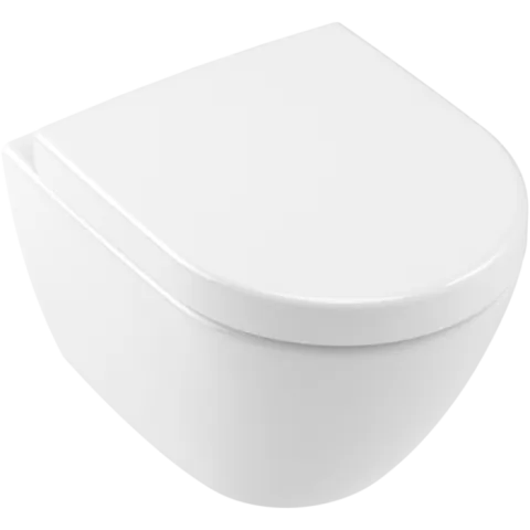 Унитаз с открытым смывным краем Villeroy & Boch Subway 2.0 Compact, настенный, альпийский белый CeramicPlus