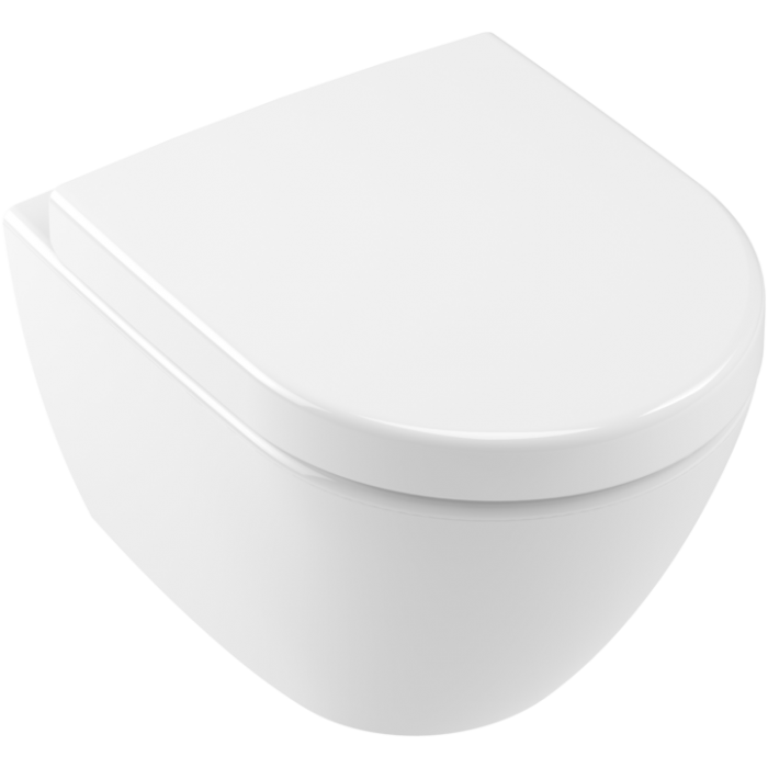 Унитаз с открытым смывным краем Villeroy & Boch Subway 2.0 Compact, настенный, альпийский белый CeramicPlus