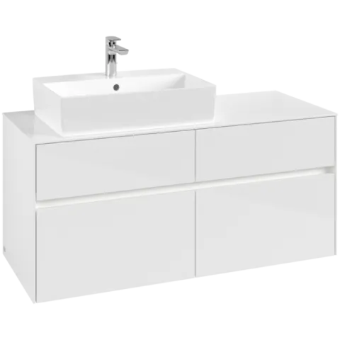 Тумба под раковину Villeroy & Boch Collaro, с подсветкой, 4 выдвижных ящика, 1200 x 548 x 500 мм, Glossy White