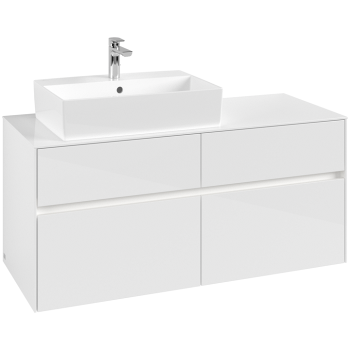 Тумба под раковину Villeroy & Boch Collaro, с подсветкой, 4 выдвижных ящика, 1200 x 548 x 500 мм, Glossy White