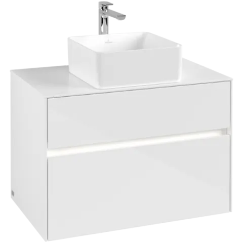 Тумба под раковину Villeroy & Boch Collaro, с подсветкой, 2 выдвижных ящика, 800 x 548 x 500 мм, Glossy White