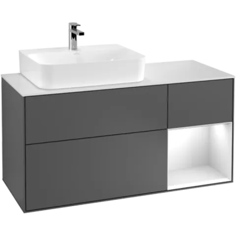 Тумба под раковину Villeroy & Boch Finion, с подсветкой, 3 выдвижных ящика, 1200 x 603 x 501 мм, Walnut Veneer